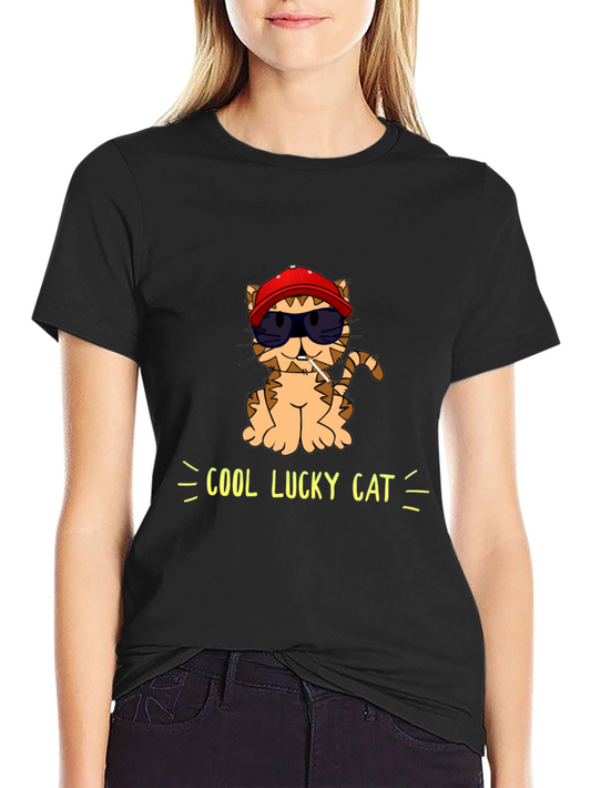 Cool Lucky Cat Graphic T-Shirt