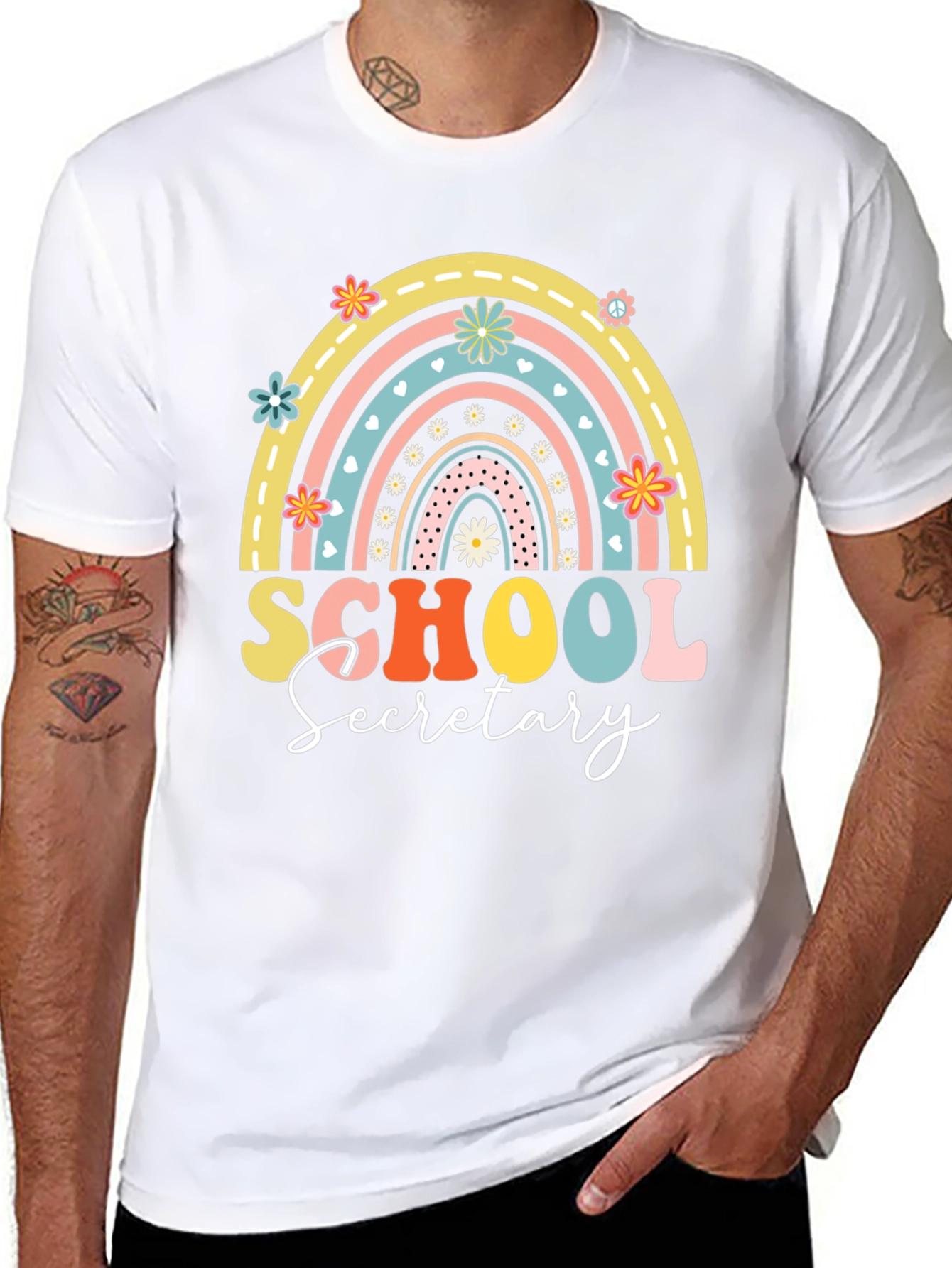 School Secretary Rainbow Graphic Tee
