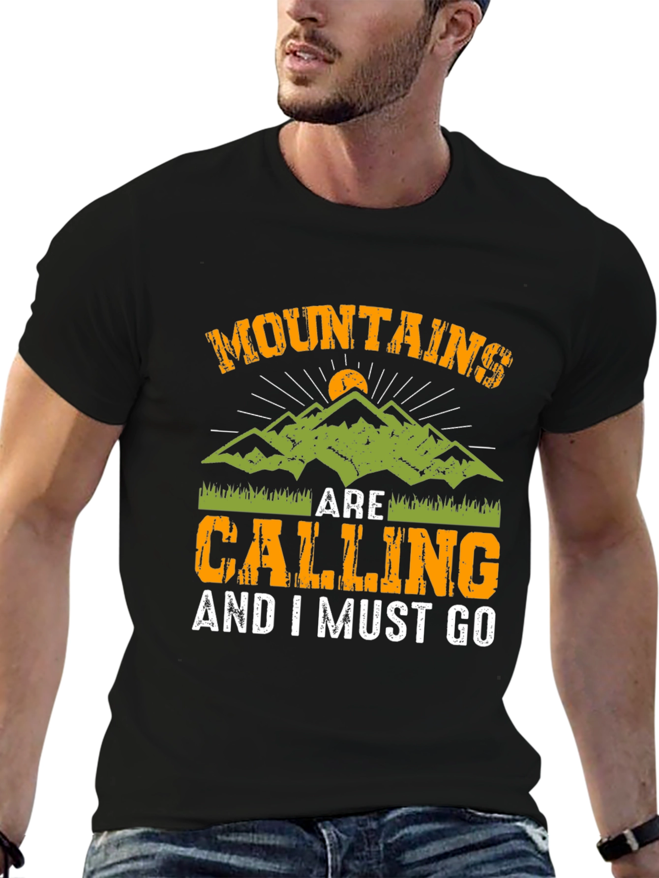 Mountains Are Calling Black T-Shirt