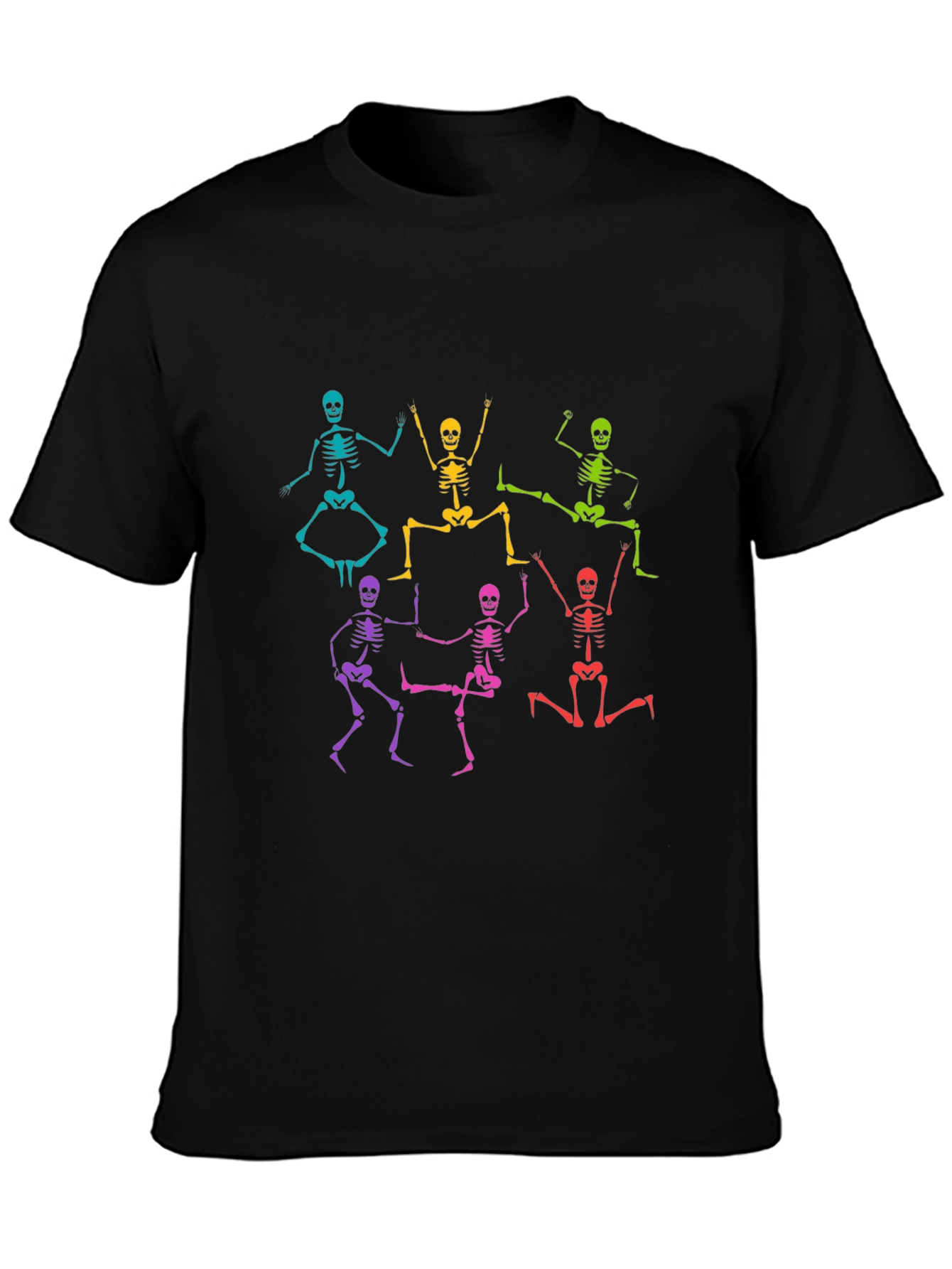 Rainbow Skeleton Dance T-Shirt - Black