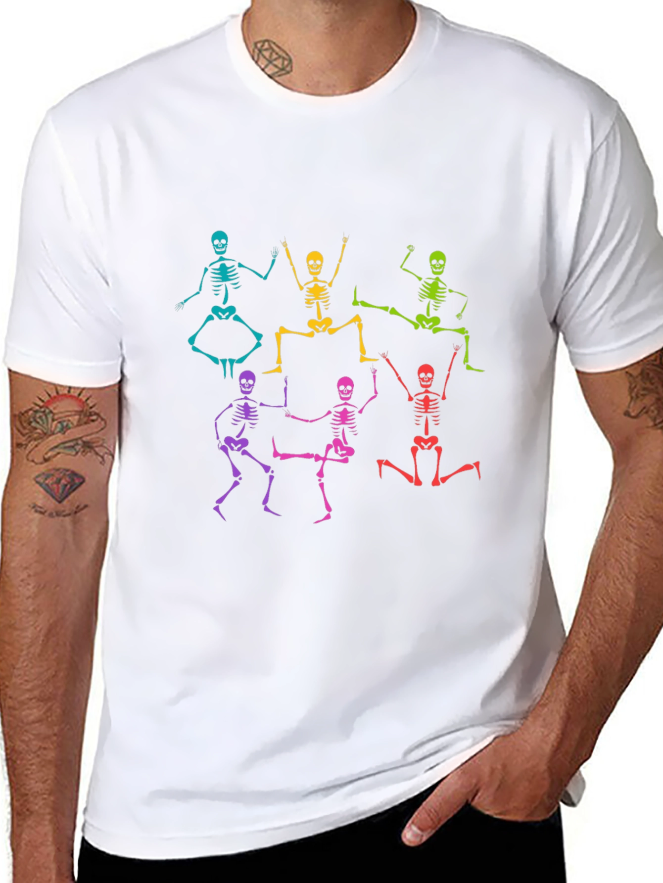 Rainbow Skeleton Dance T-Shirt - Black