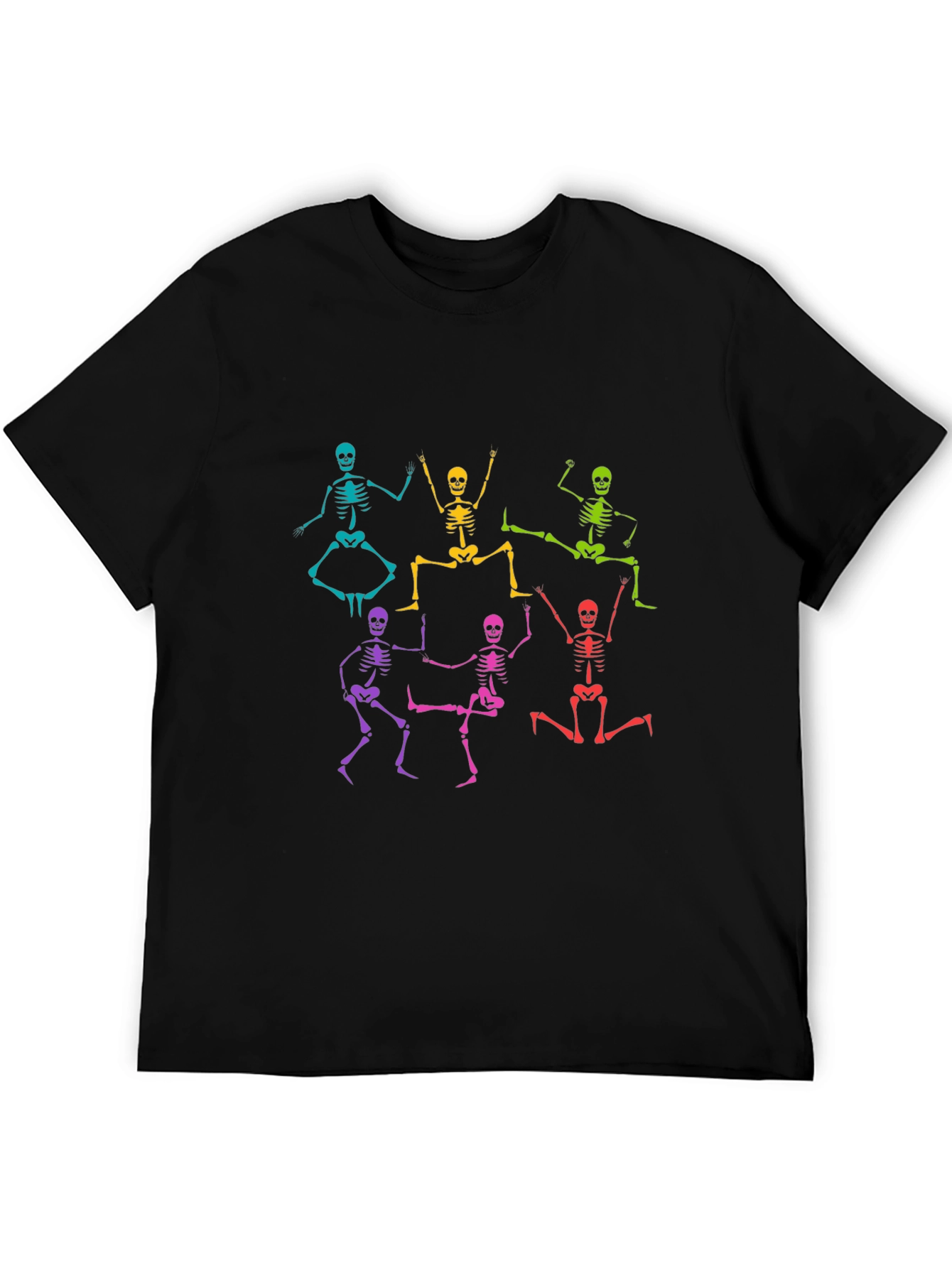 Rainbow Skeleton Dance T-Shirt - Black