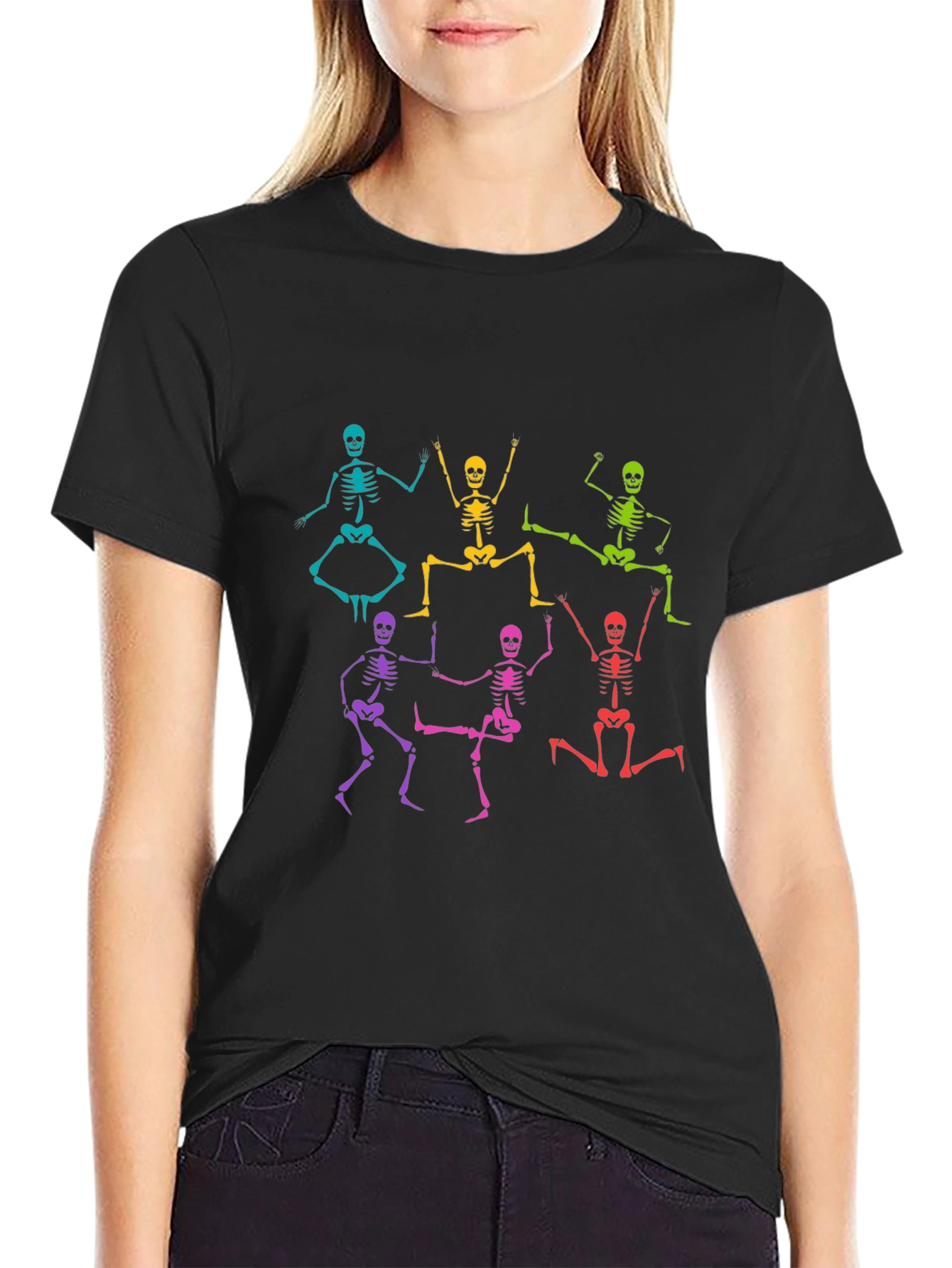 Rainbow Skeleton Dance T-Shirt - Black