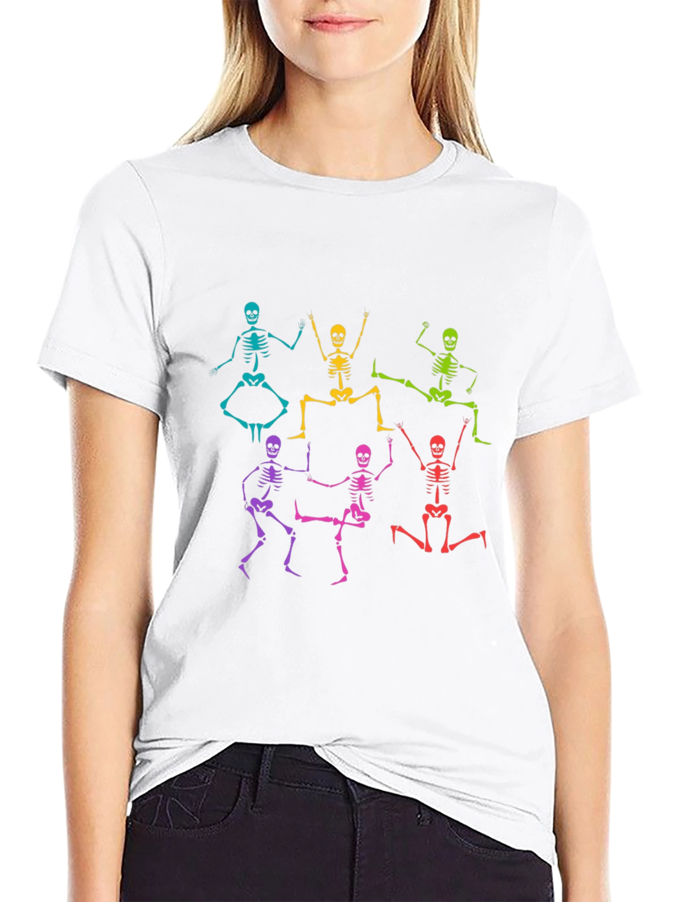 Rainbow Skeleton Dance T-Shirt - Black