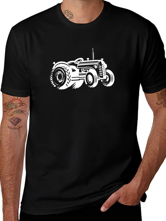 Classic Tractor Graphic Tee - Black Cotton