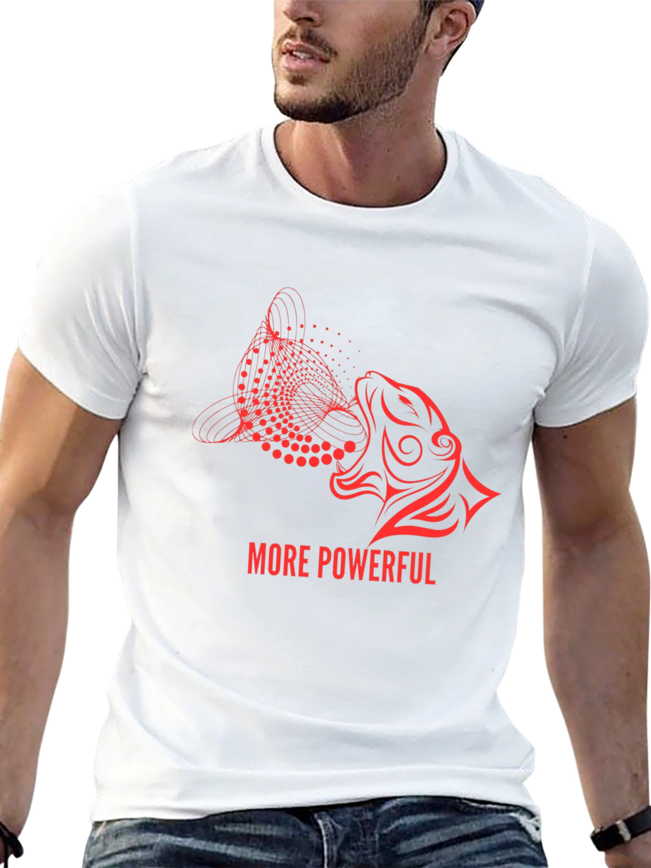 More Powerful Graphic Tee - Modern Lion Design