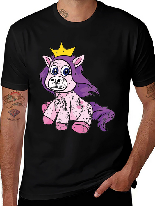 Cute Princess Unicorn Black T-Shirt