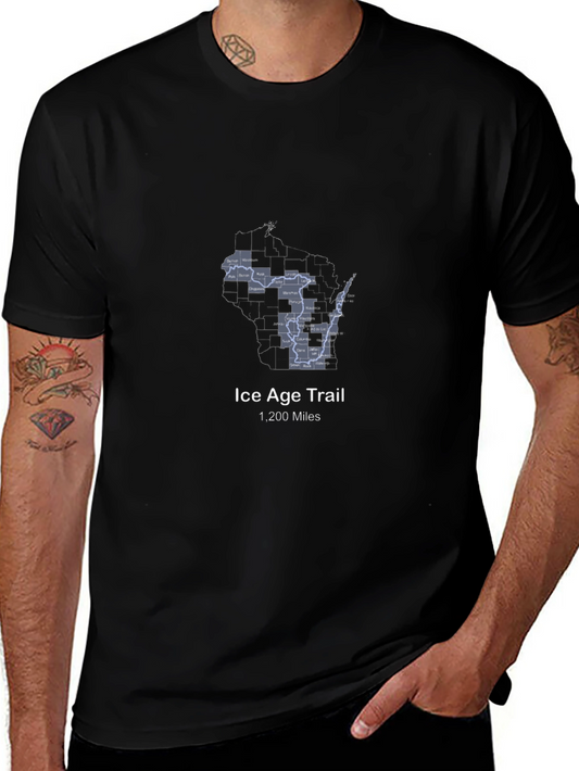 Ice Age Trail Black T-Shirt - 1200 Miles Wisconsin Hiking