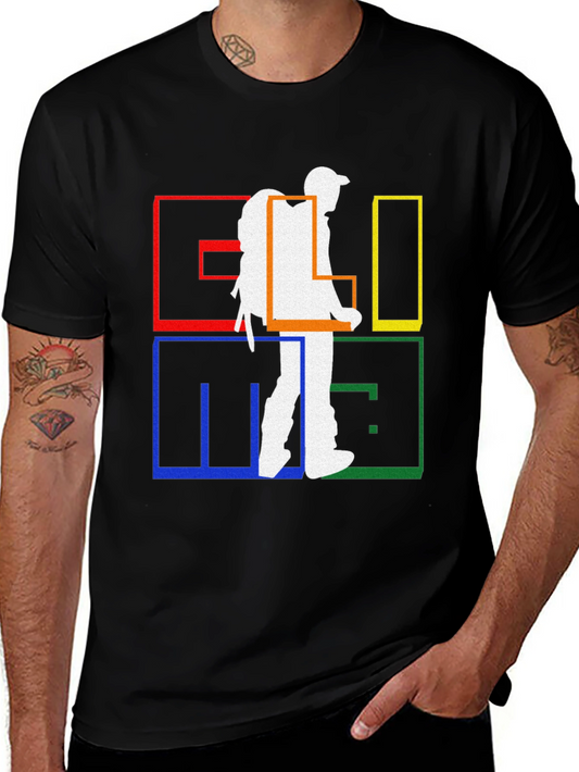 Geometric Hiker Graphic Tee - Stylish Adventure Shirt