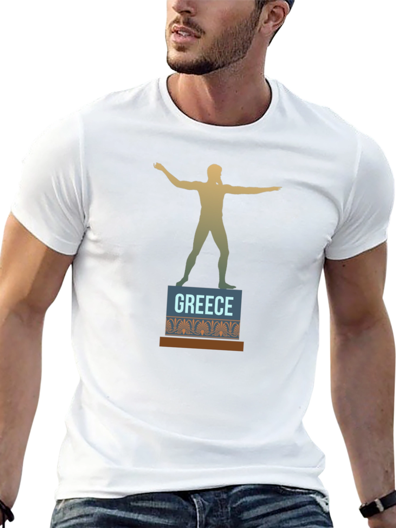 Greece Statue T-Shirt - Black Cotton Tee