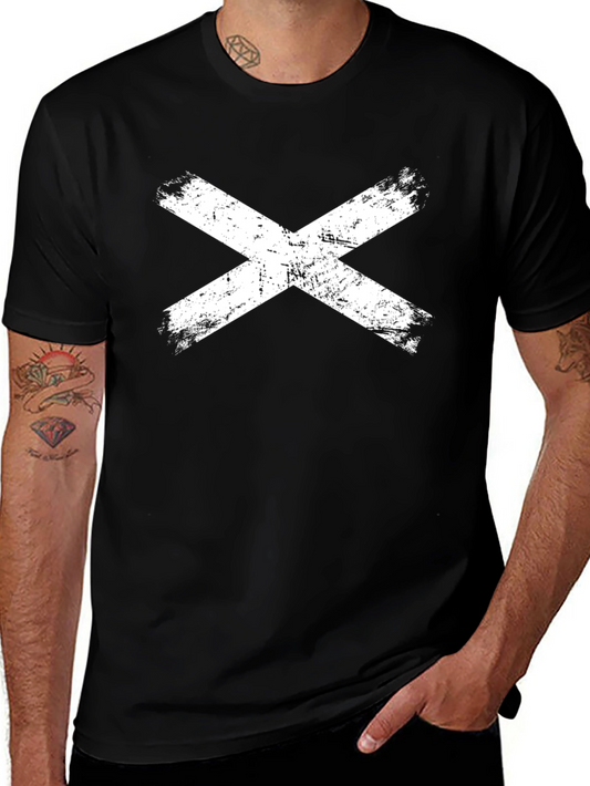 Distressed X Graphic Tee - Black Cotton Blend