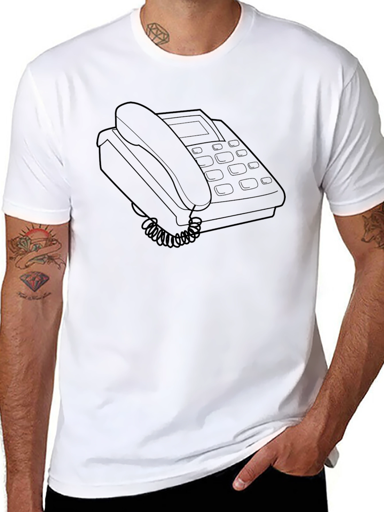 Retro Desk Phone Graphic Tee - Black