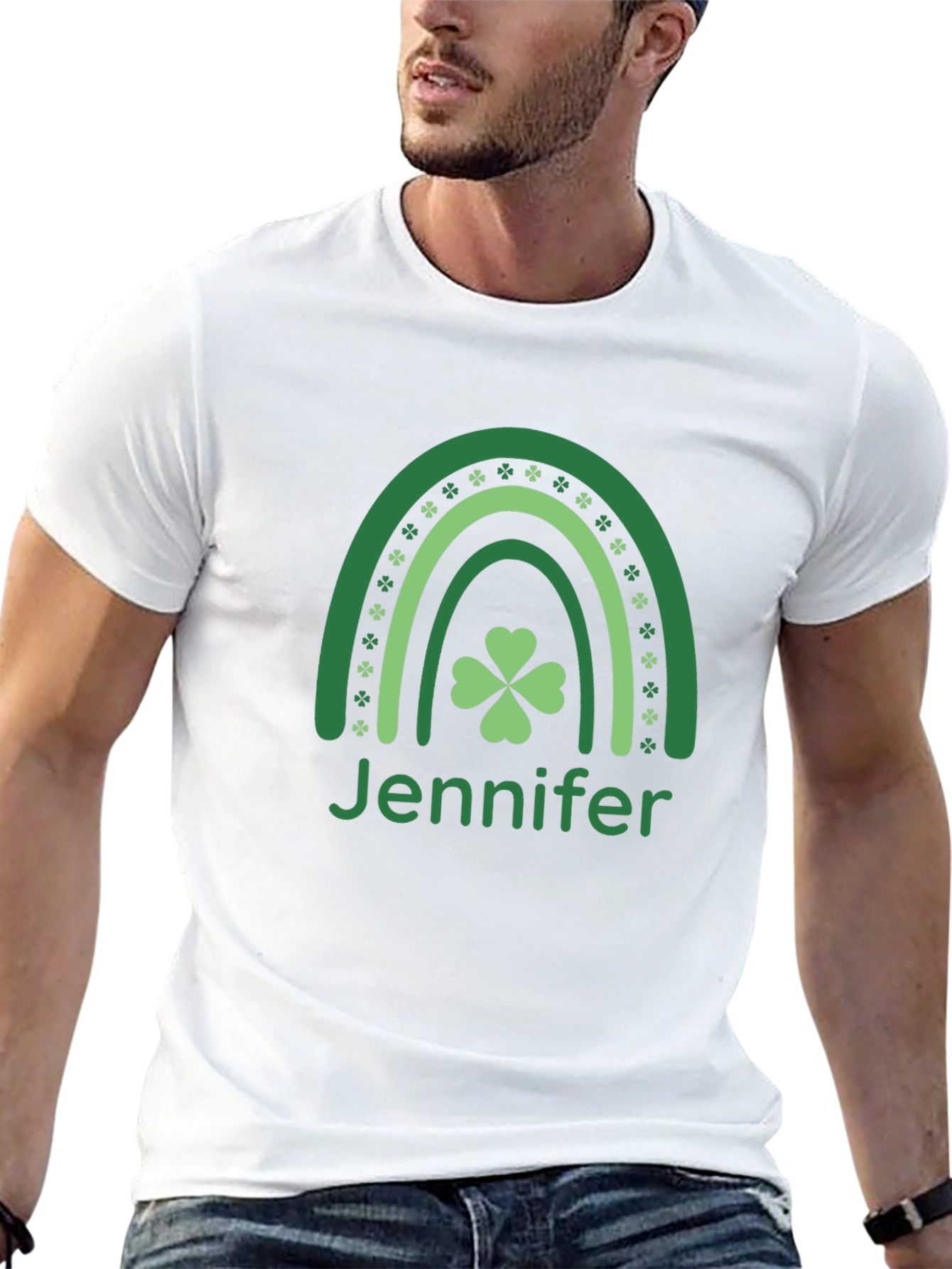St. Patricks Day Jennifer Rainbow Shamrock T-Shirt