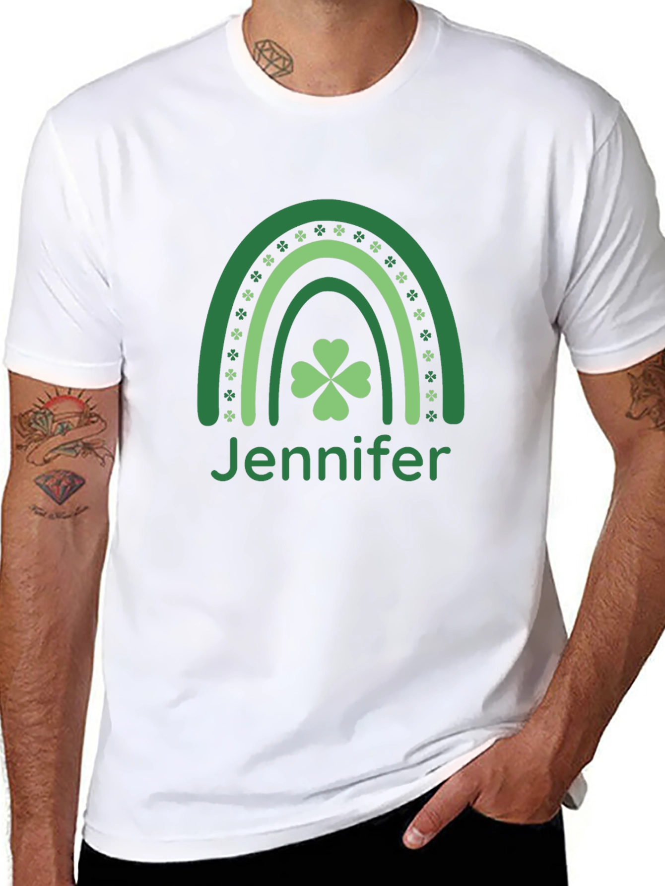 St. Patricks Day Jennifer Rainbow Shamrock T-Shirt