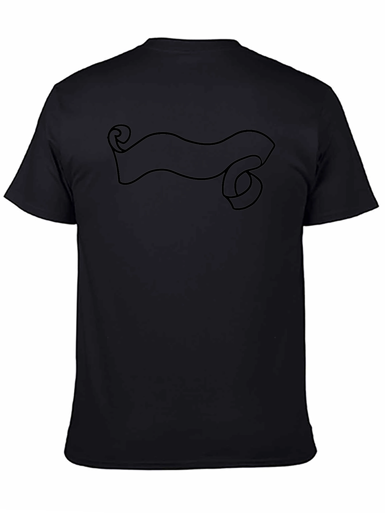 Mens Black Graphic Tee - Scroll Banner Design