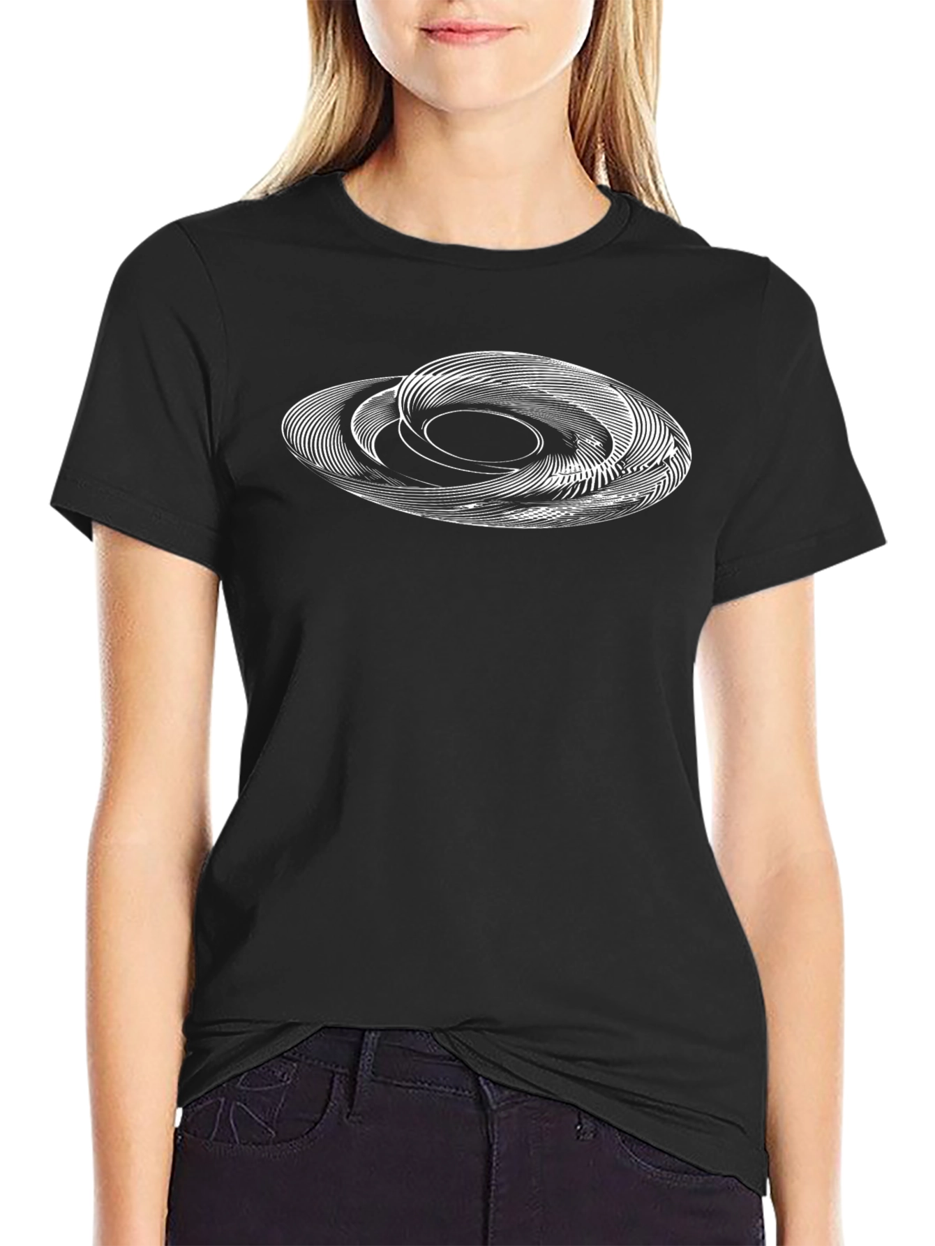 Abstract Orbit Graphic Black T-Shirt