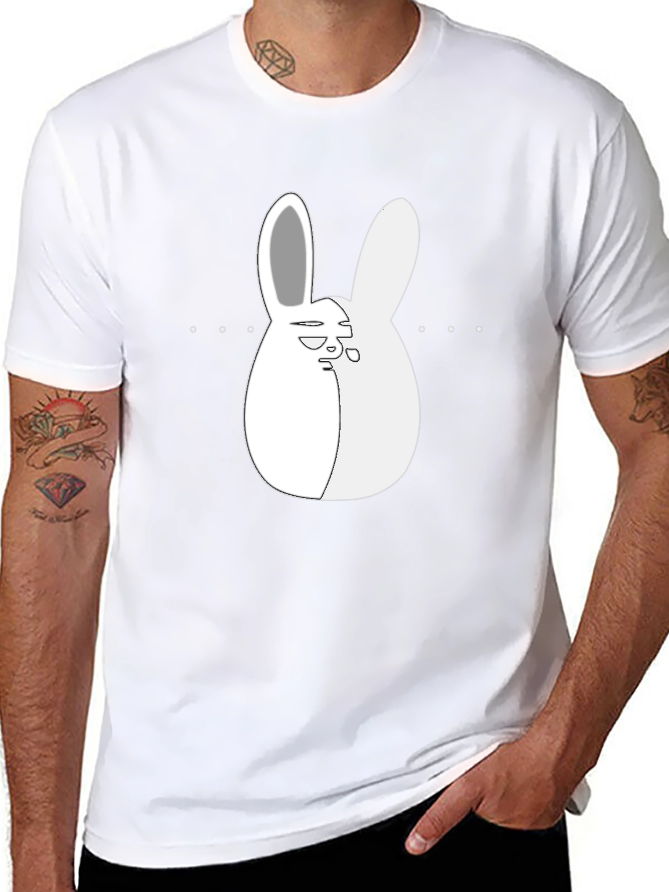 Cool Bunny Graphic Tee - Black Cotton Blend