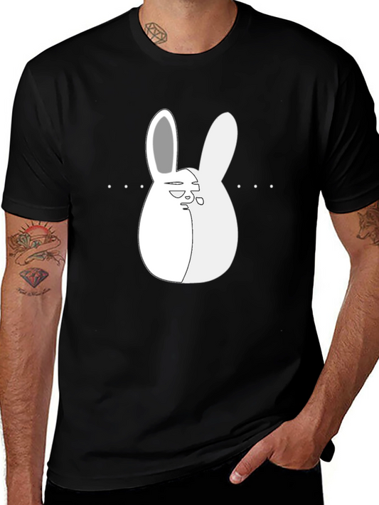 Cool Bunny Graphic Tee - Black Cotton Blend