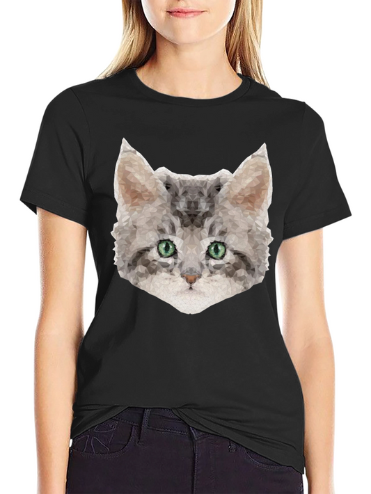 Geometric Cat Tee - Stylish Graphic T-Shirt