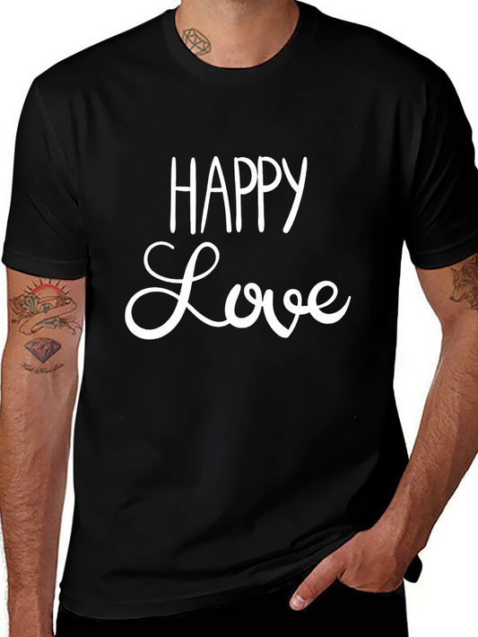 Happy Love Graphic Tee - Black Casual T-Shirt