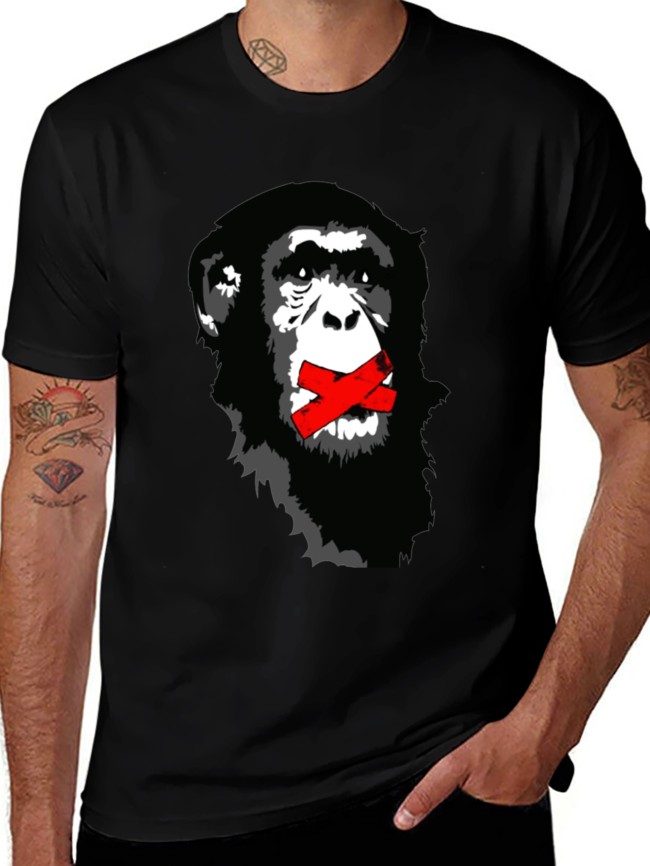 Chimpanzee Graphic T-Shirt - Hear No Evil