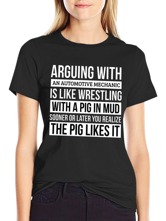 Funny Mechanic T-Shirt - Pig in Mud