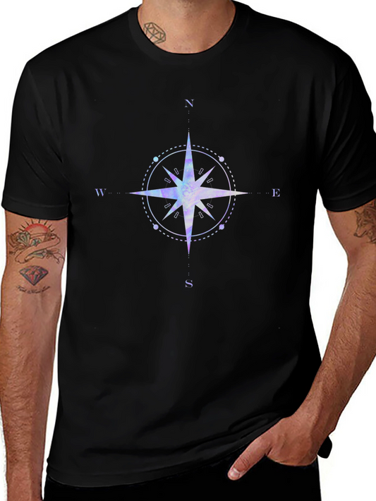 Compass Graphic Black T-Shirt for Men