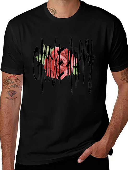Gothic Rose Happy T-Shirt - Unique Graphic Tee