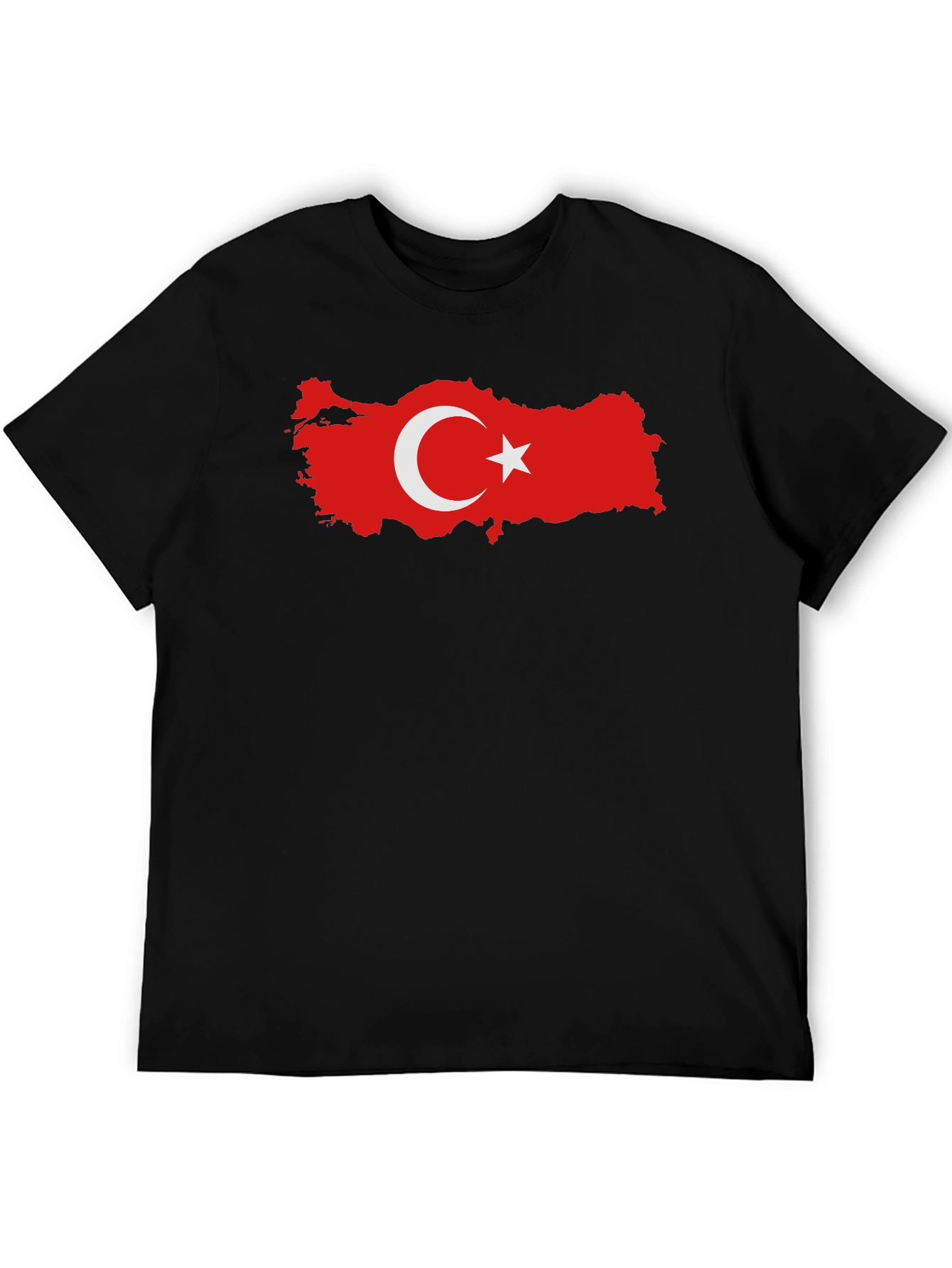 Turkey Flag Map Black T-Shirt Graphic Tee