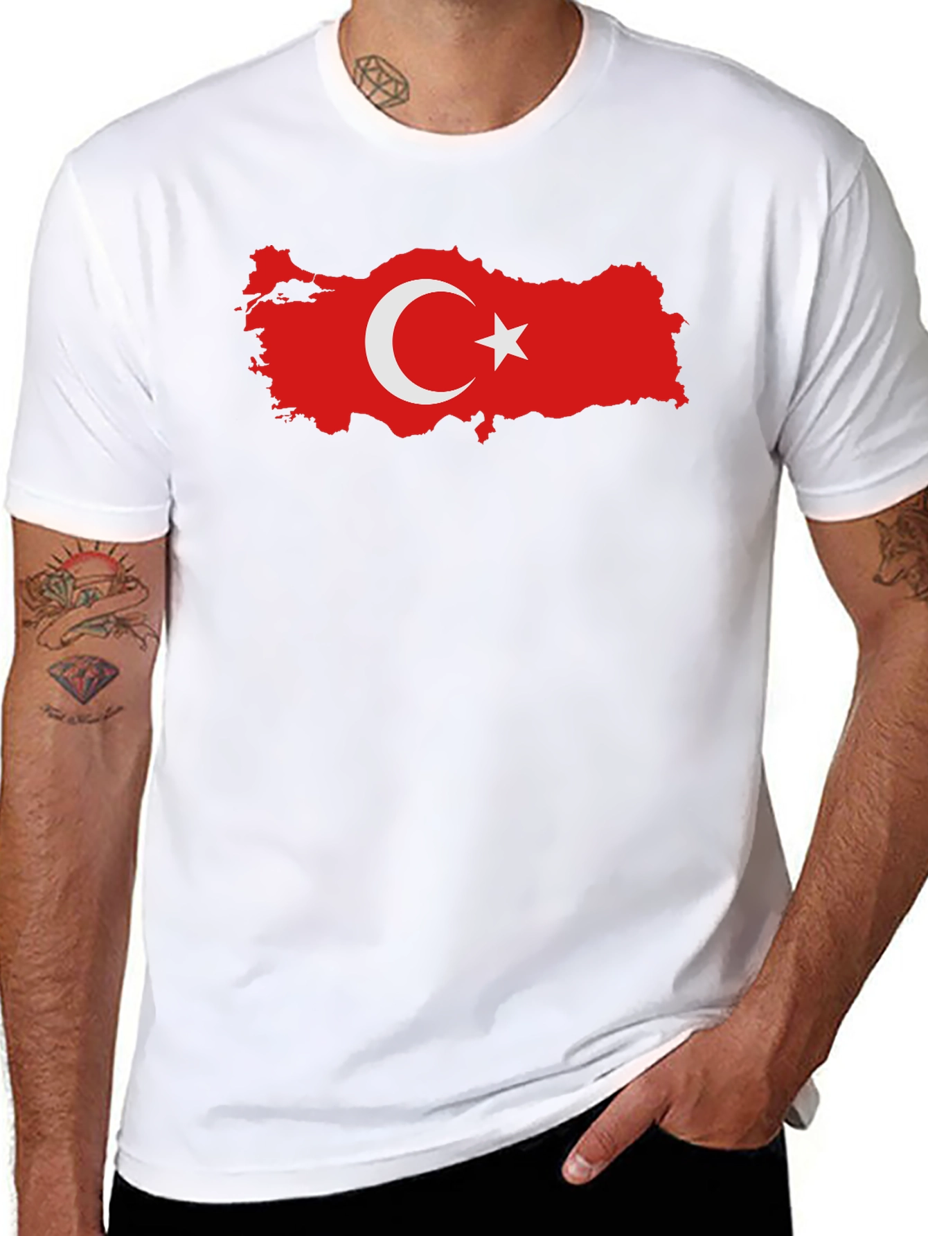 Turkey Flag Map Black T-Shirt Graphic Tee