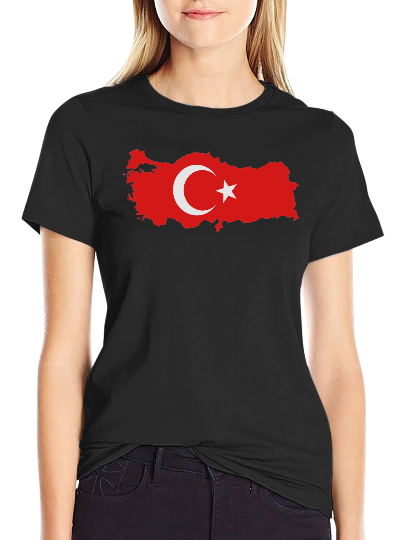 Turkey Flag Map Black T-Shirt Graphic Tee