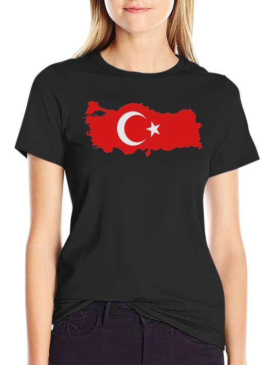 Turkey Flag Map Black T-Shirt Graphic Tee