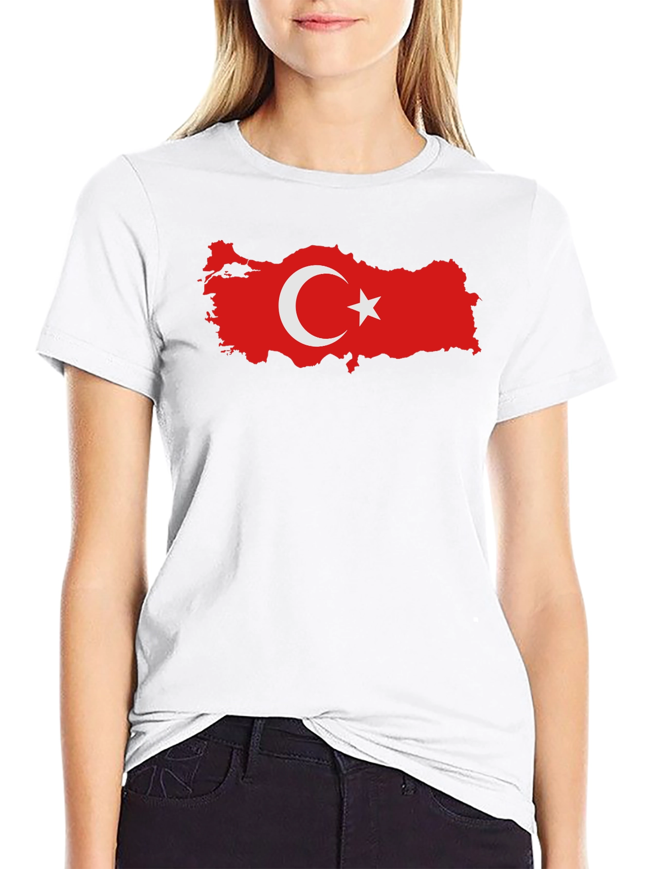 Turkey Flag Map Black T-Shirt Graphic Tee