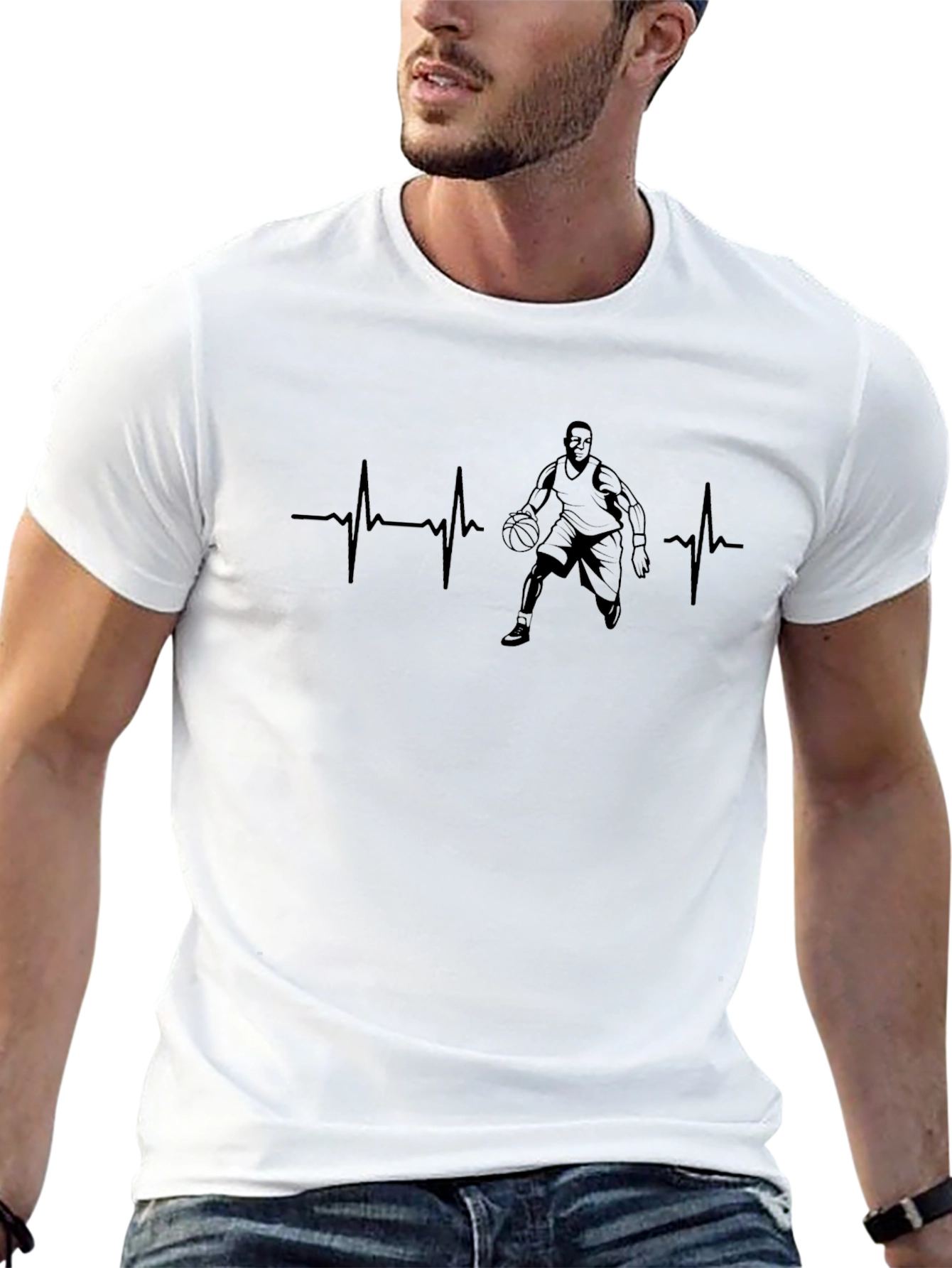 Basketball Heartbeat T-Shirt - Sporty Tee