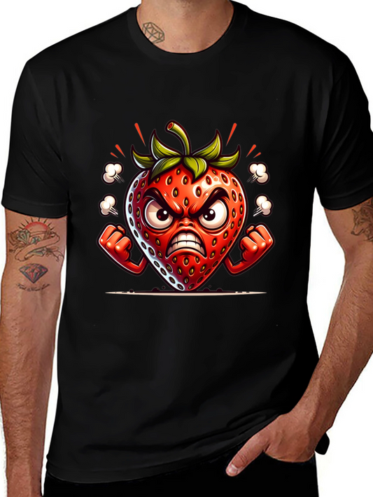 Angry Strawberry Cartoon Graphic Tee