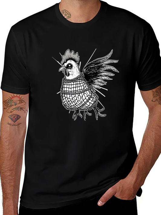 Edgy Chicken Graphic Tee - Black