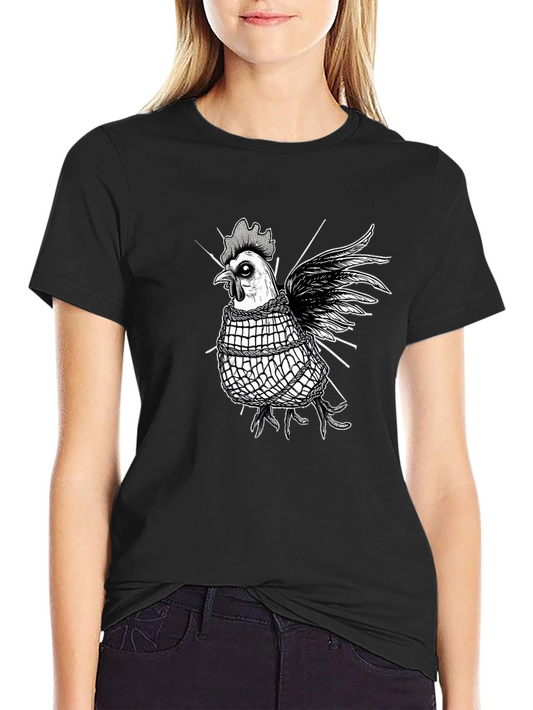 Edgy Chicken Graphic Tee - Black