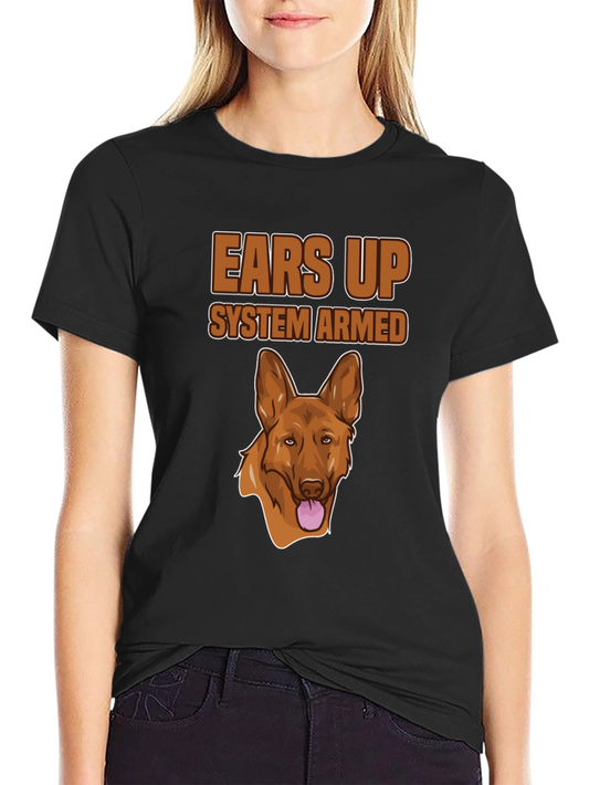 Ears Up System Armed Dog Graphic T-Shirt