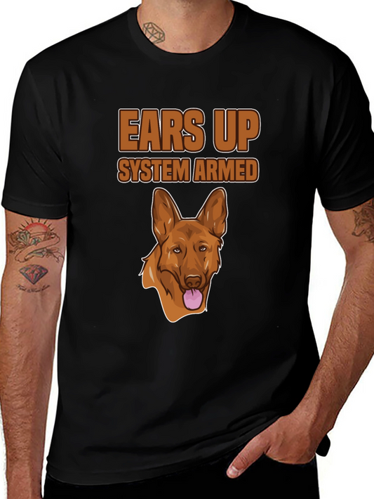 Ears Up System Armed Dog Graphic T-Shirt