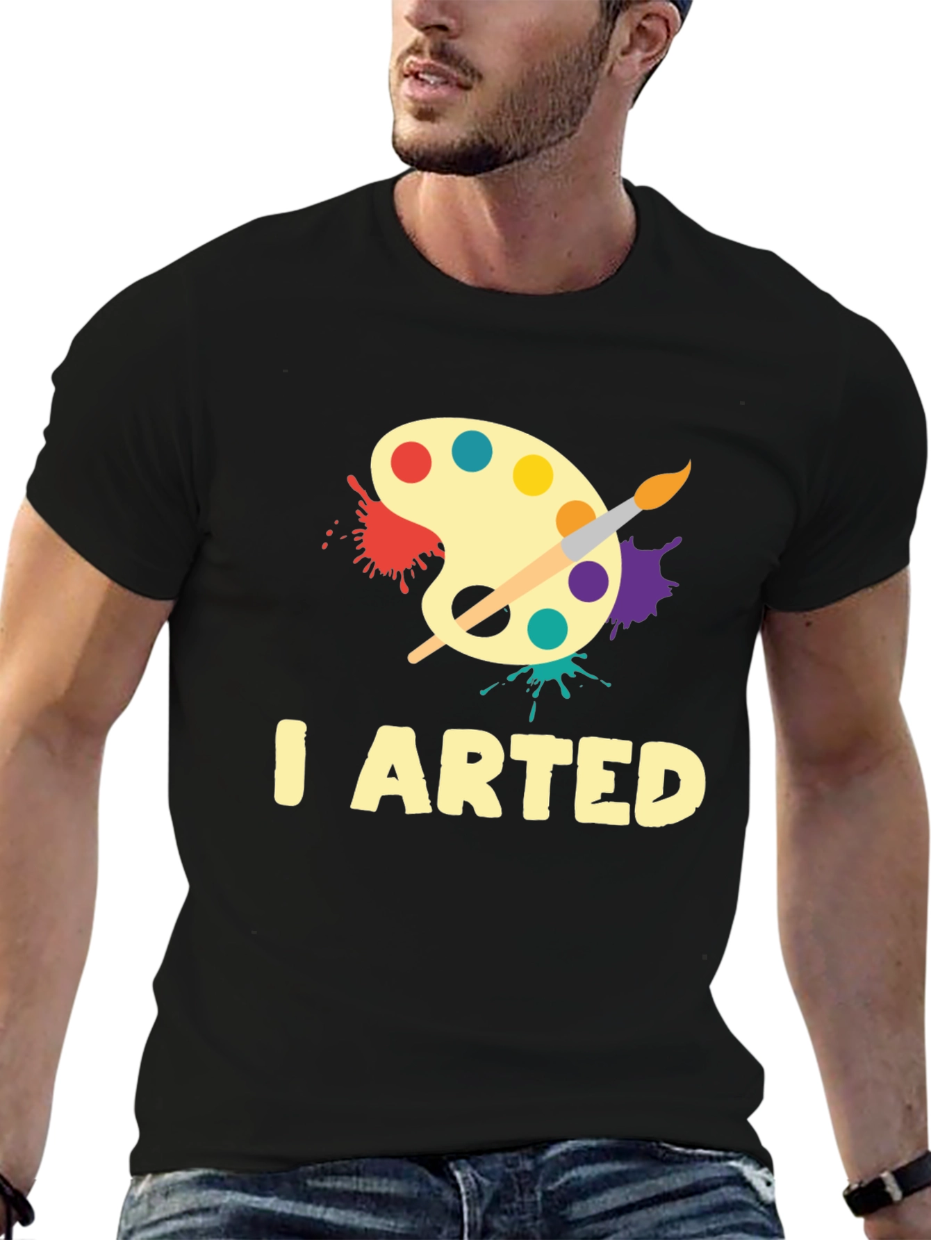 I Arted Black Graphic T-Shirt Artist Palette Tee