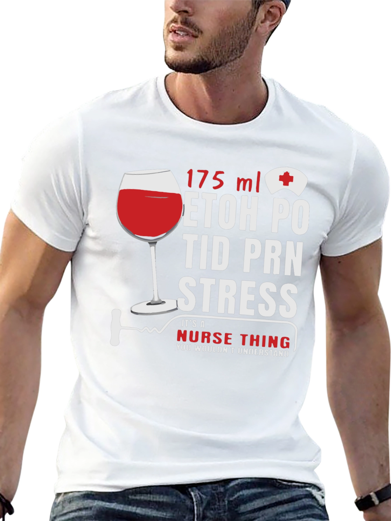 Nurse Humor T-Shirt: Wine & Medical Rx Design