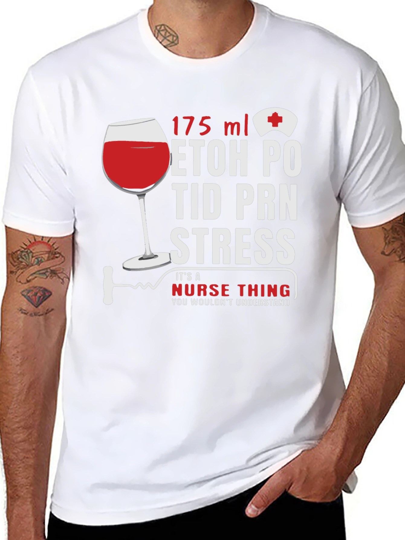 Nurse Humor T-Shirt: Wine & Medical Rx Design