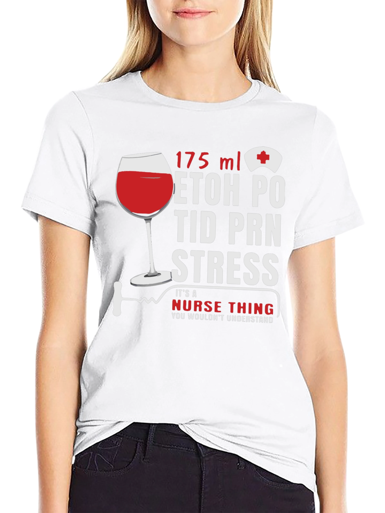 Nurse Humor T-Shirt: Wine & Medical Rx Design