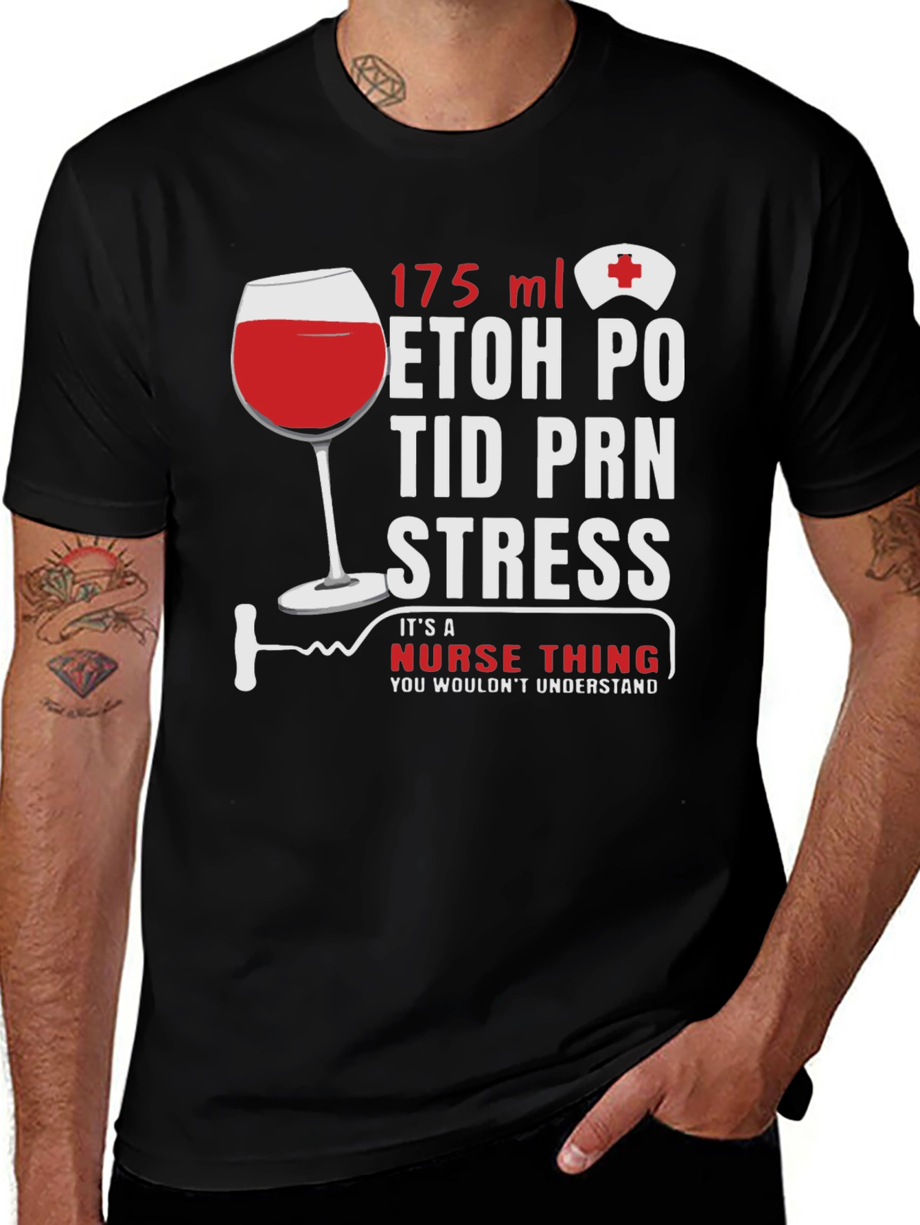 Nurse Humor T-Shirt: Wine & Medical Rx Design