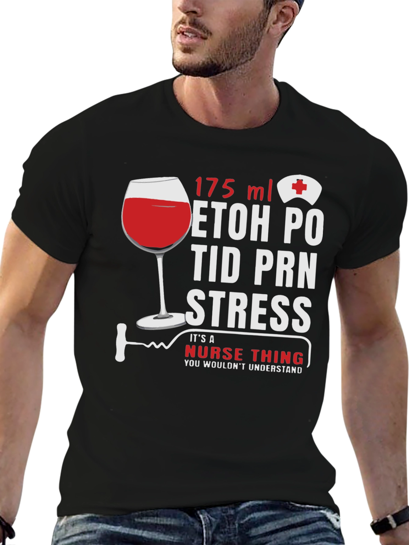 Nurse Humor T-Shirt: Wine & Medical Rx Design