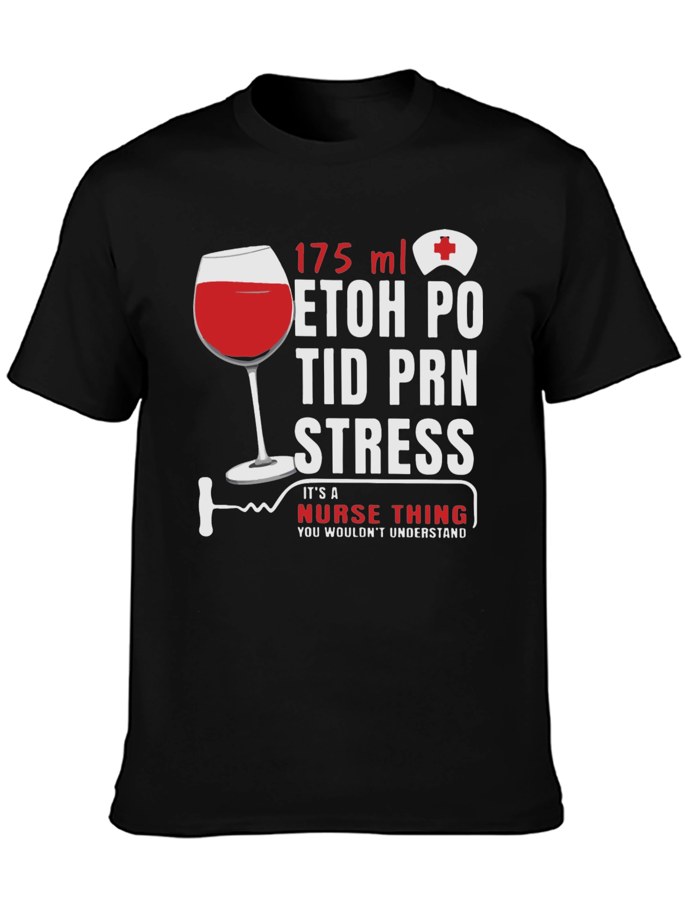 Nurse Humor T-Shirt: Wine & Medical Rx Design