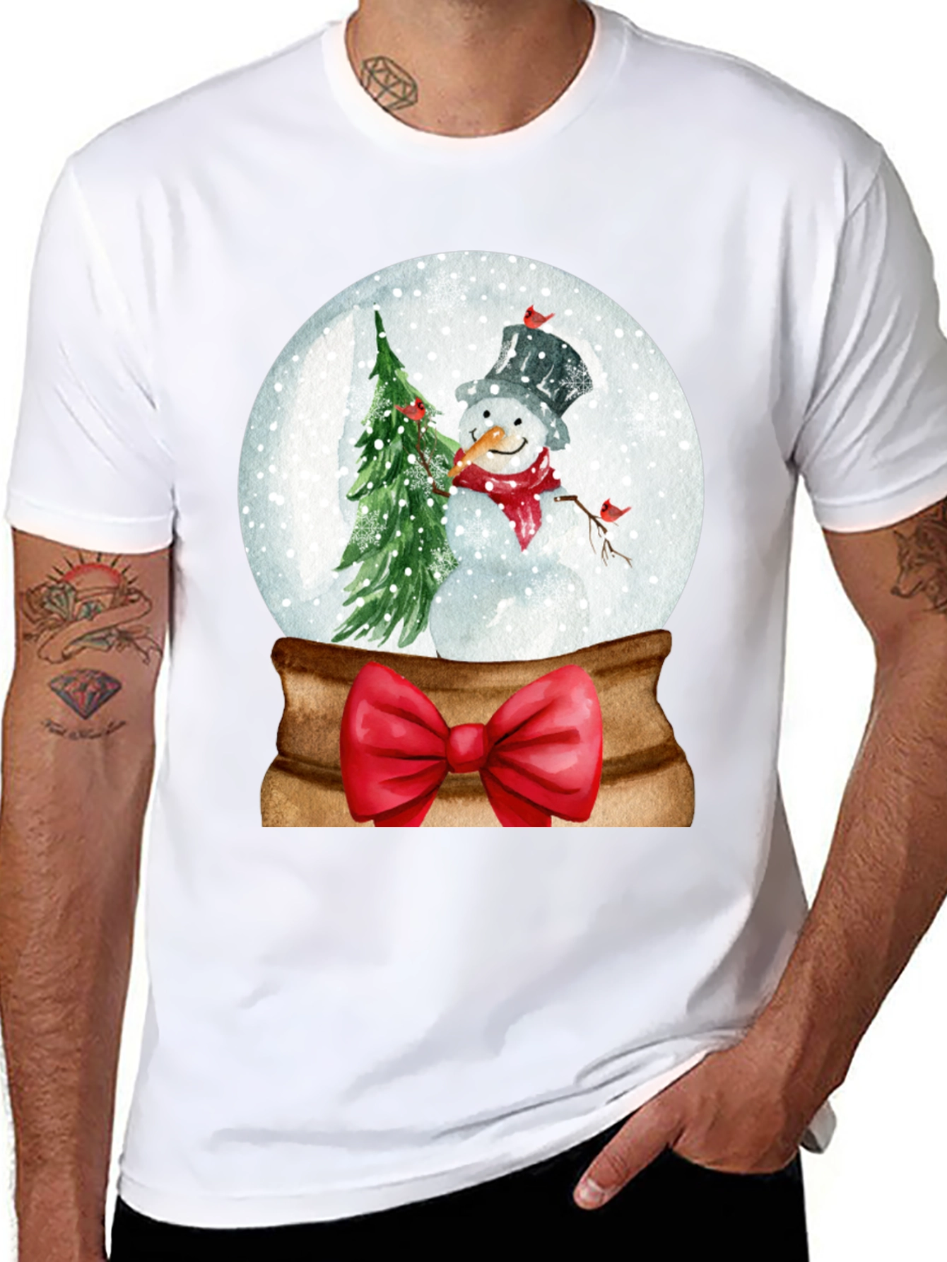 Festive Snow Globe Snowman Graphic Tee