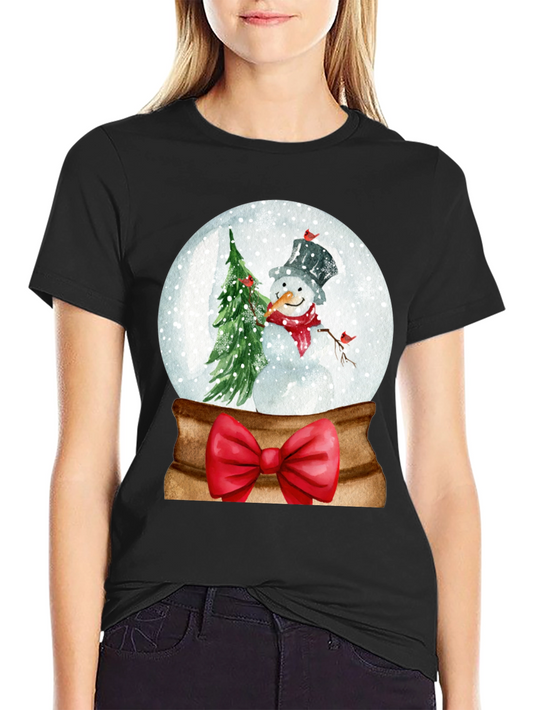 Festive Snow Globe Snowman Graphic Tee
