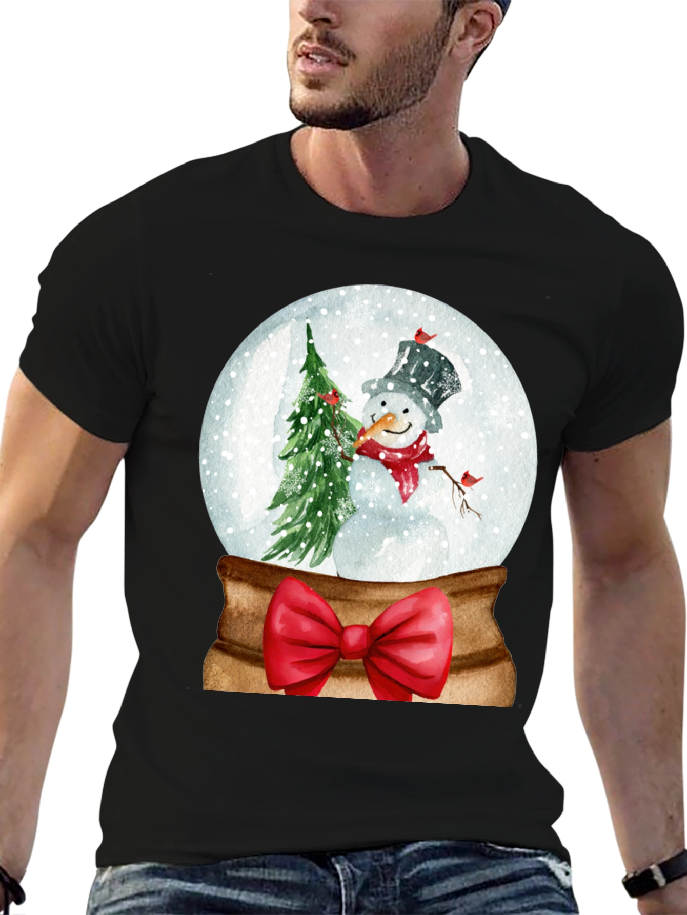Festive Snow Globe Snowman Graphic Tee