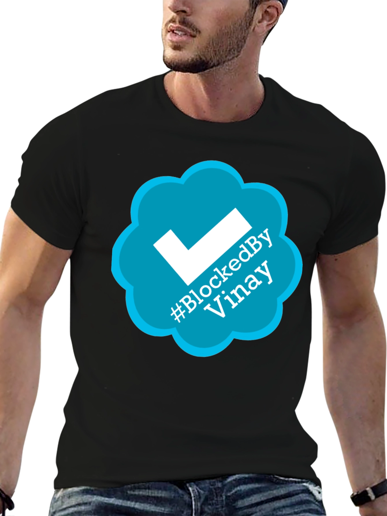 Blocked By Vinay T-Shirt - Trendy Graphic Tee